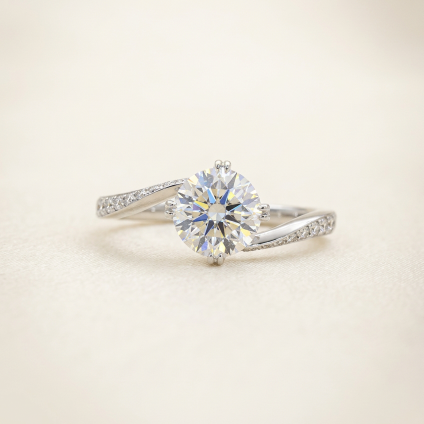 培育鑽石戒指 1ct+0.27ct 鉑金950 Lab grown diamond ring