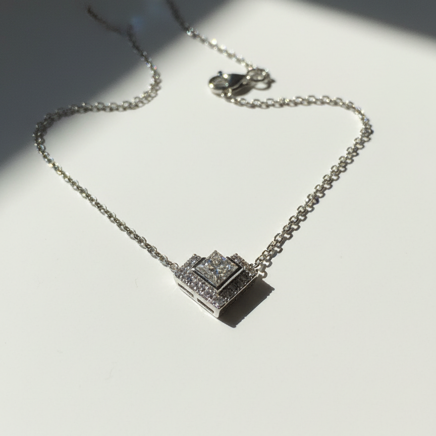 培育鑽石0.53ct 電鍍白金項鏈 Lab grown diamond pendant