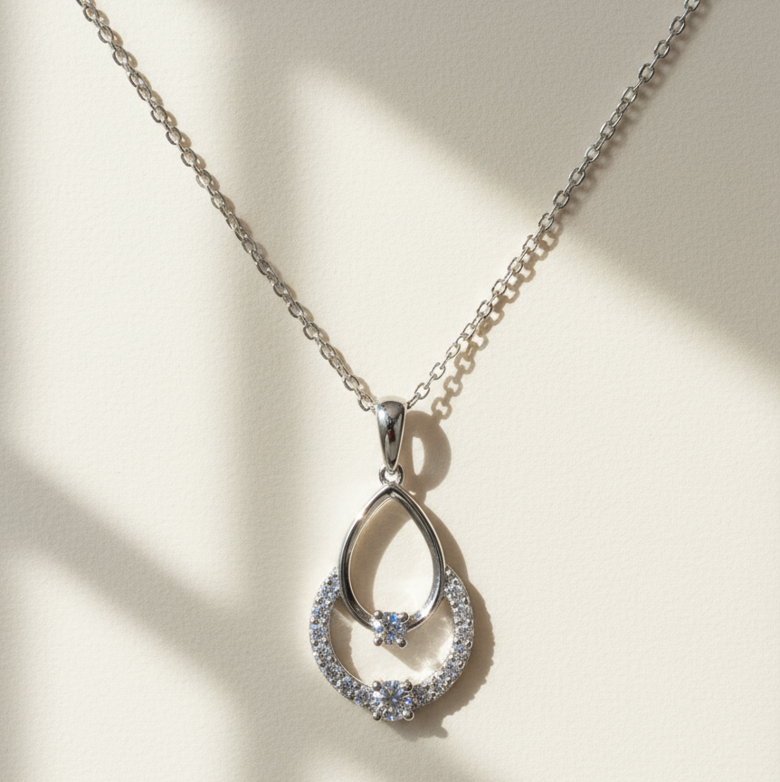 培育鑽石0.264ct 電鍍白金項鏈 Lab grown diamond pendant