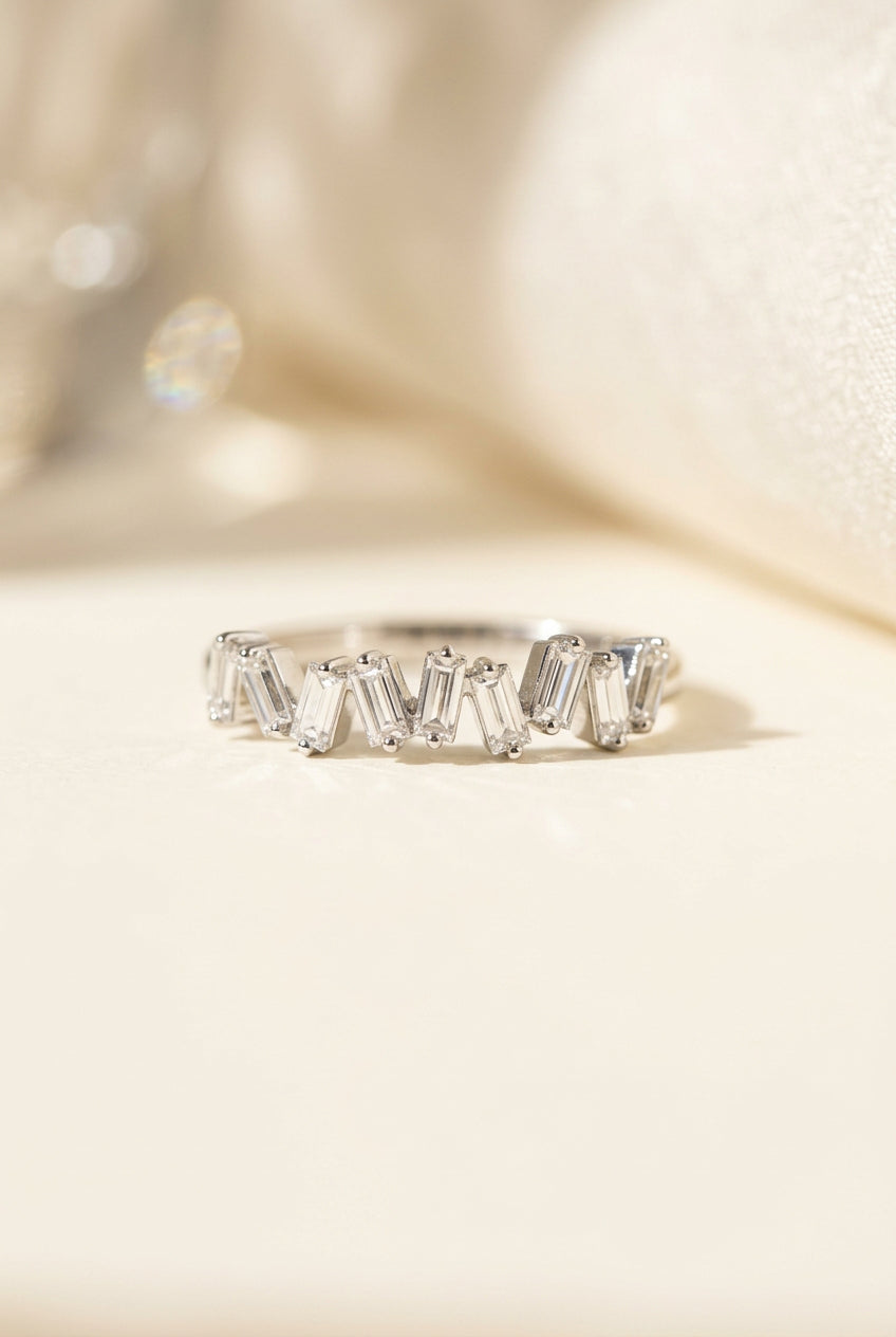 培育鑽石戒指電鍍白祖母綠型0.54ct Lab grown Diamong Ring