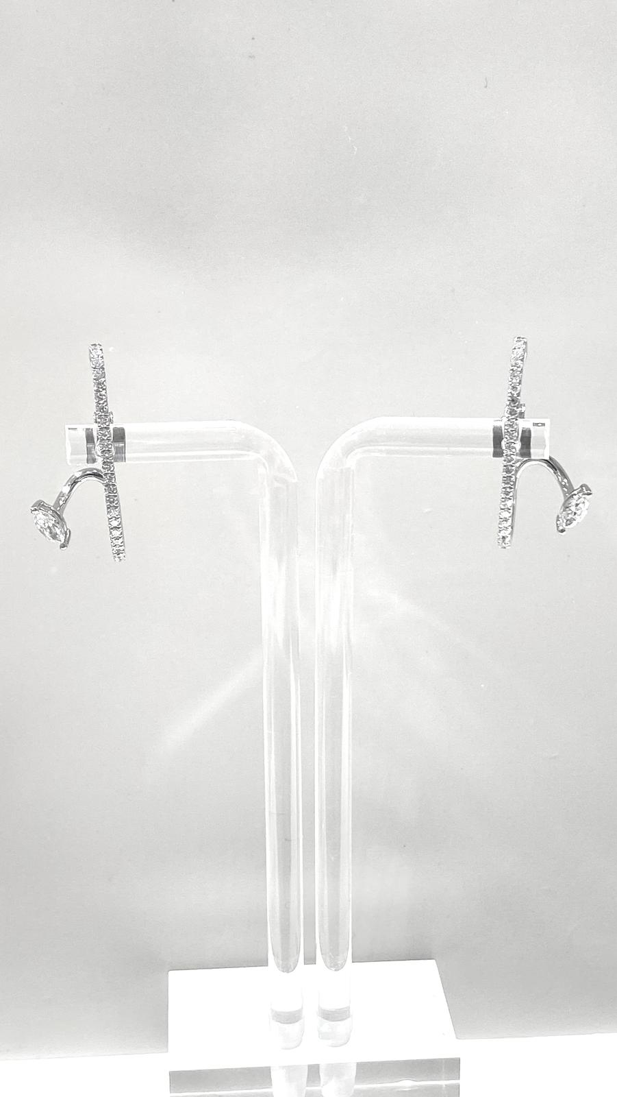 培育鑽石0.175ct/0.124ct電鍍白耳環 Lab grown diamond earrings