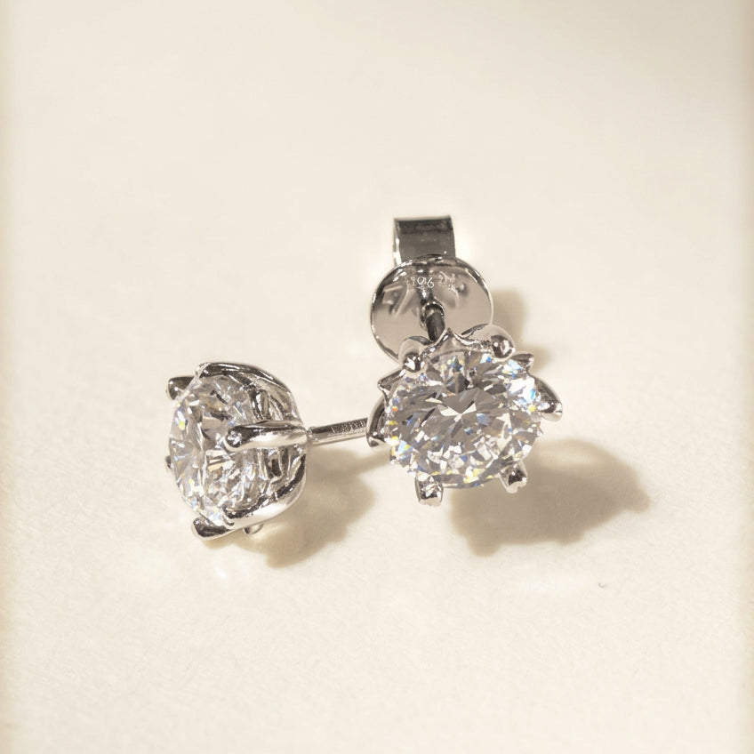 培育鑽石鉑金耳環 6爪1ct 一對共2ct Lab grown diamond earrings