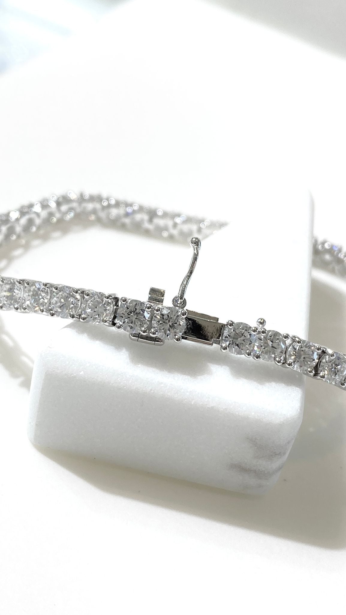培育鑽石電鍍白網球手鏈 15份 1粒共7.24ct tennis Bracelet