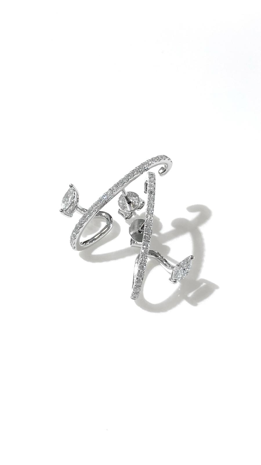 培育鑽石0.175ct/0.124ct電鍍白耳環 Lab grown diamond earrings