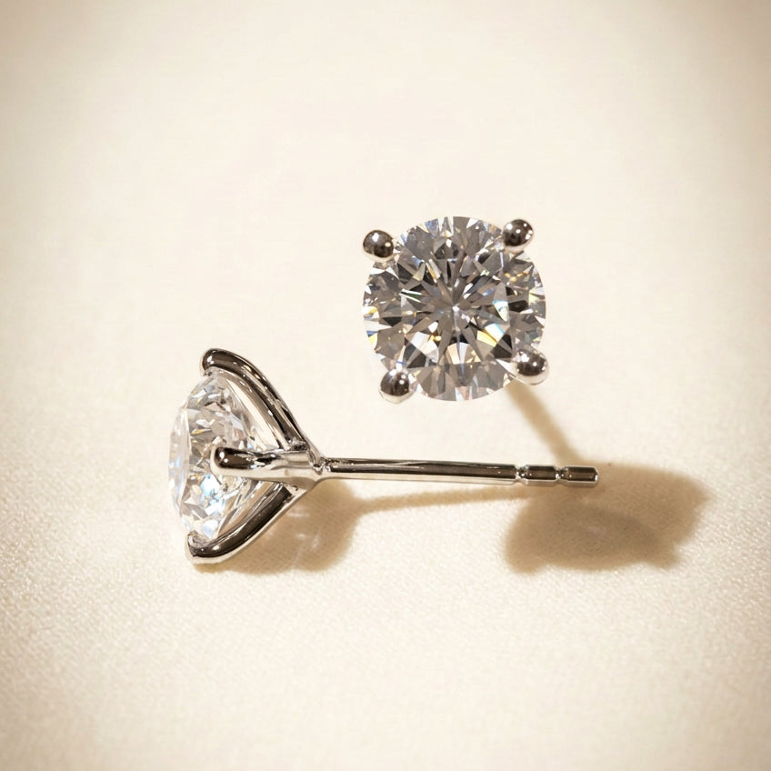 培育鑽石鉑金耳環 4爪 50份 一對共1卡Lab grown diamond earrings