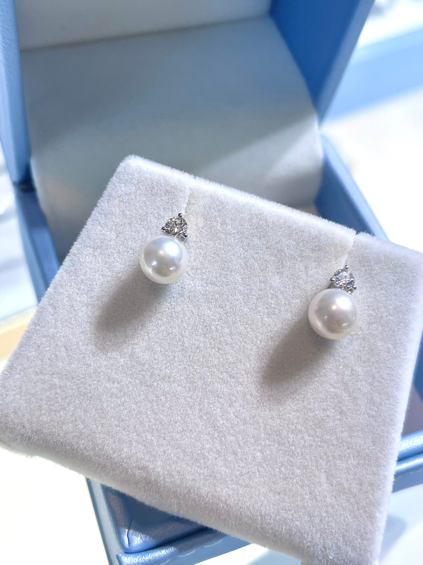 培育鑽石0.1ct配珍珠耳環 Lab grown diamond earrings