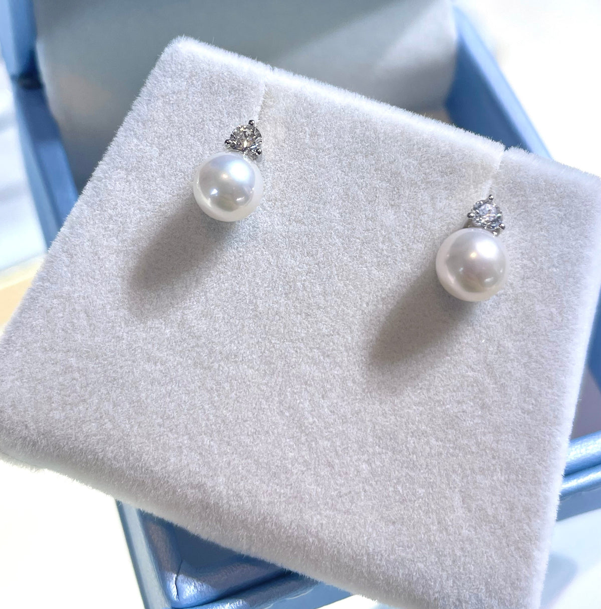 培育鑽石0.1ct配珍珠耳環 Lab grown diamond earrings