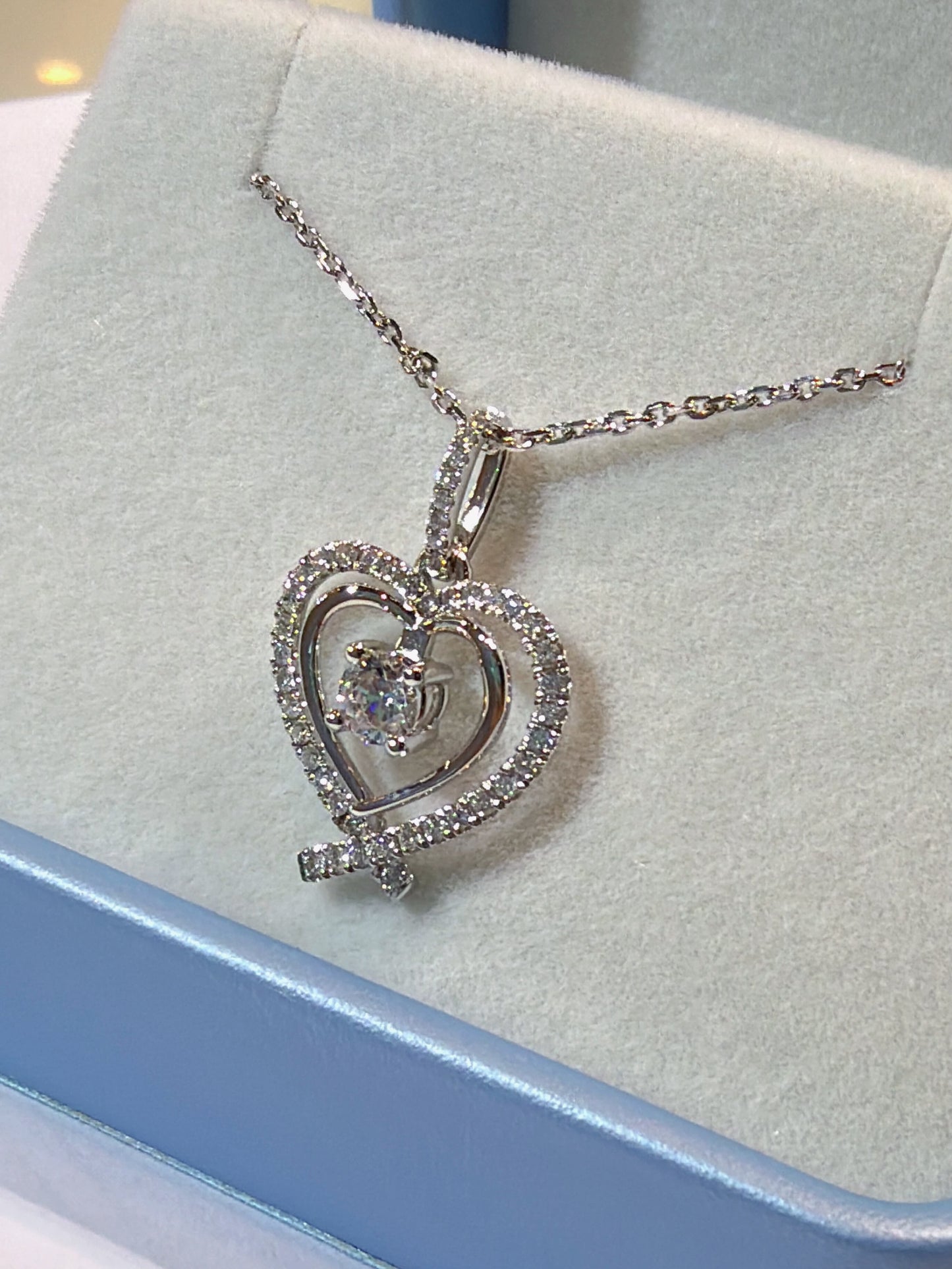 培育鑽石0.3ct+0.318ct 電鍍白金項鏈 Lab grown diamond pendant