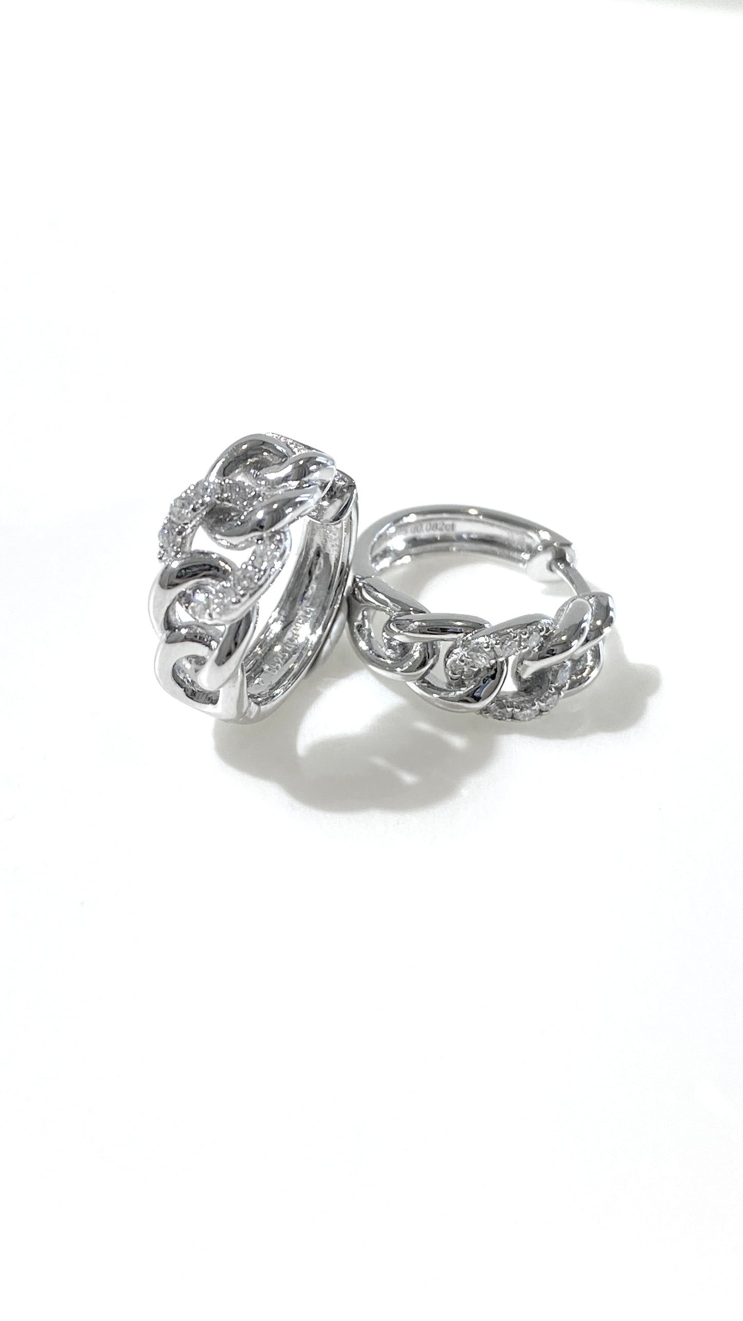 培育鑽石電鍍白耳環 0.082ct Lab grown diamond earrings