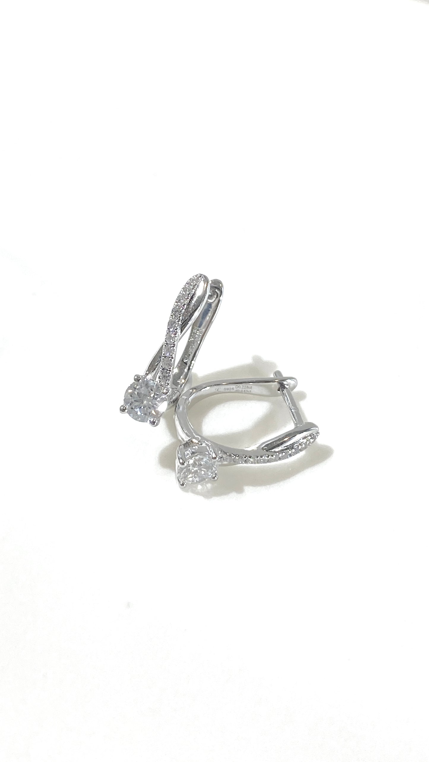 培育鑽石電鍍白耳環 0.271ct Lab grown diamond earrings