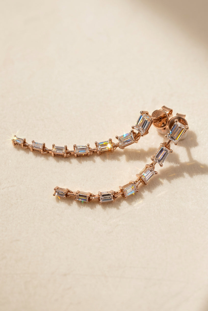 培育鑽石電鍍白金耳環 0.681ct+p.137ct/pair Lab grown diamond earrings