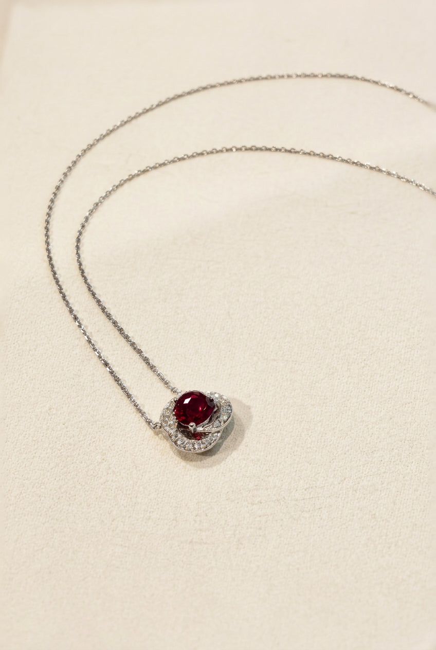 紅寶及培育鑽石電鍍白金項鏈 1.155ct/0.181ct Lab grown diamond pendant