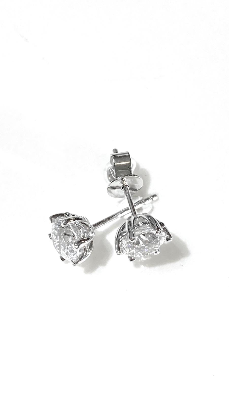 培育鑽石鉑金耳環 75份 一對共1.5卡 Lab grown diamond earrings