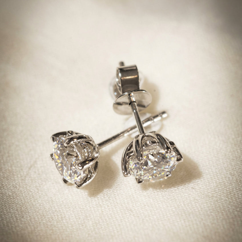 培育鑽石鉑金耳環 6爪 75份 一對共1.5卡 Lab grown diamond earrings