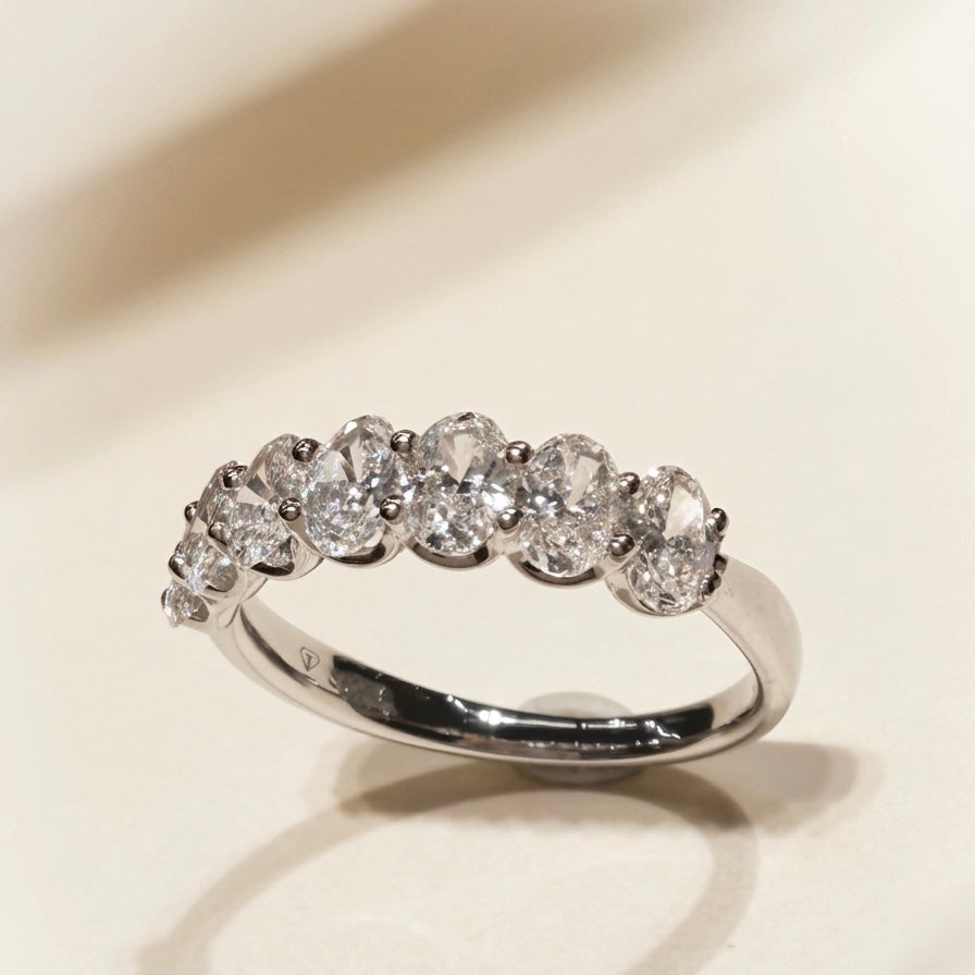 培育鑽石戒指 (Oval cut 7粒共1.163ct)Lab grown diamond 18k plated Ring