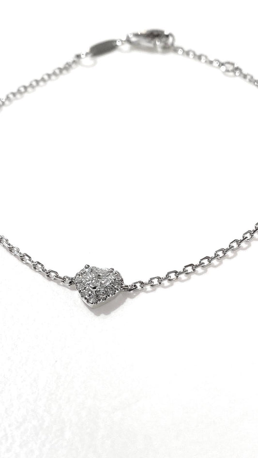 培育鑽石心形0.3ct圍鑽石銆金手鏈Lab grown diamond heart cut platinum bracelet