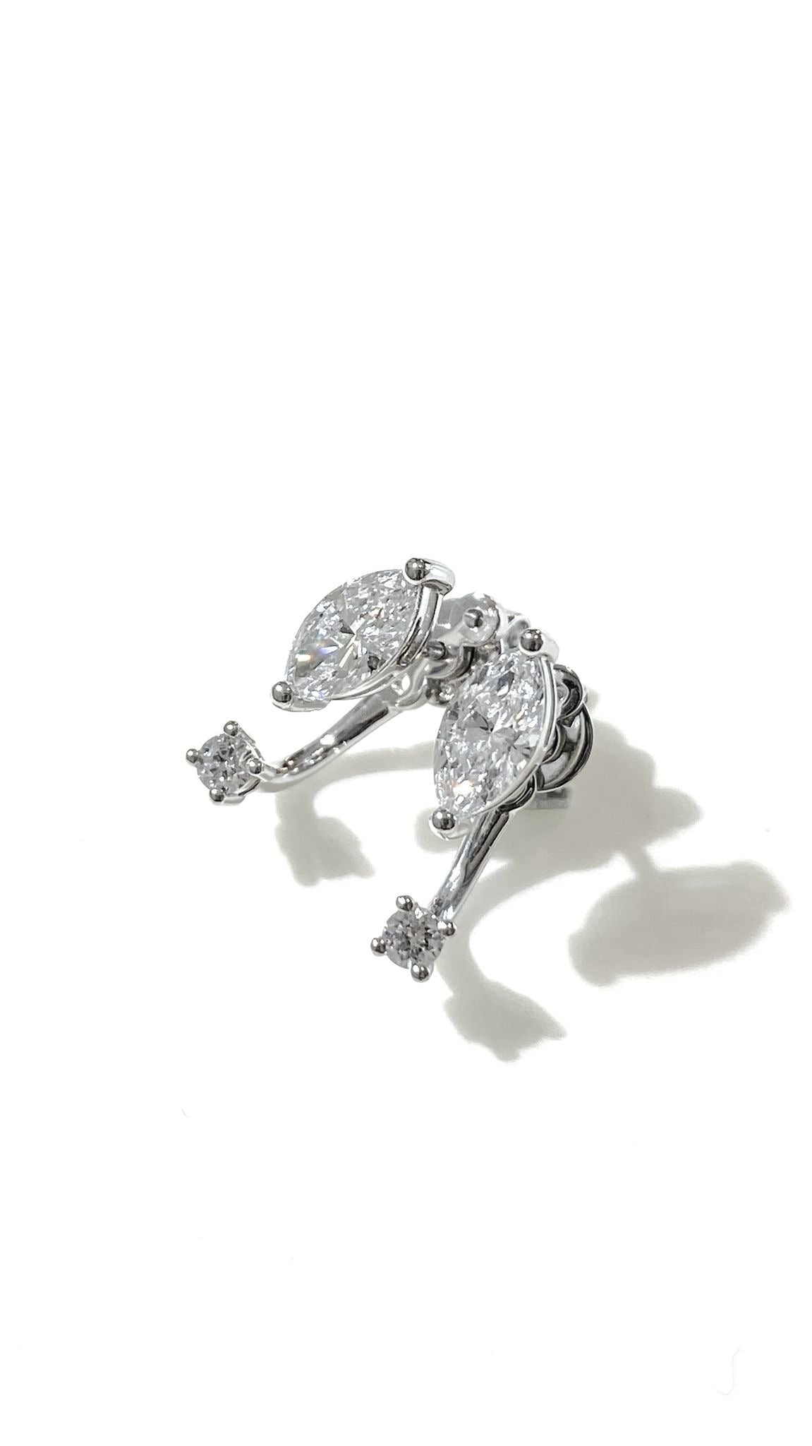 培育鑽石0.46ct馬眼形配0.066圓石鉑金耳環 lab grown diamond Marquise & Round Platinum earrings