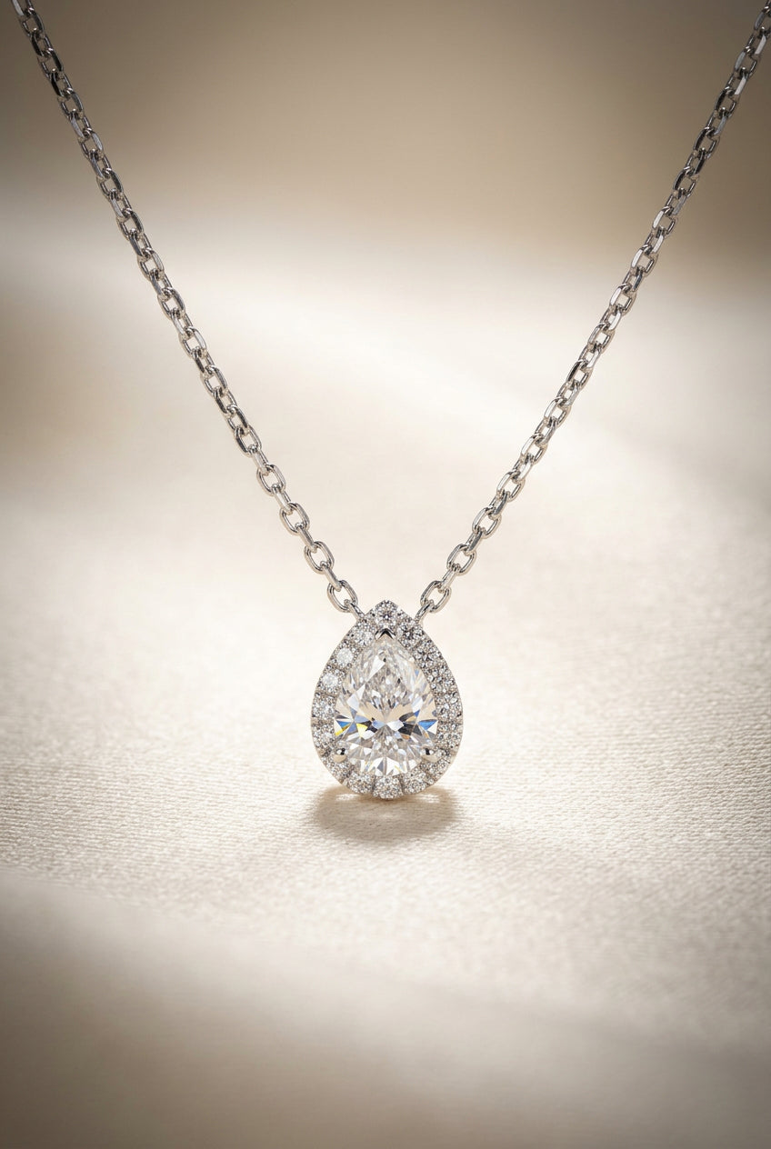 培育鑽石水滴型0.5ct /0.133ct鉑金PT950項鏈 Lab grown diamond pendant