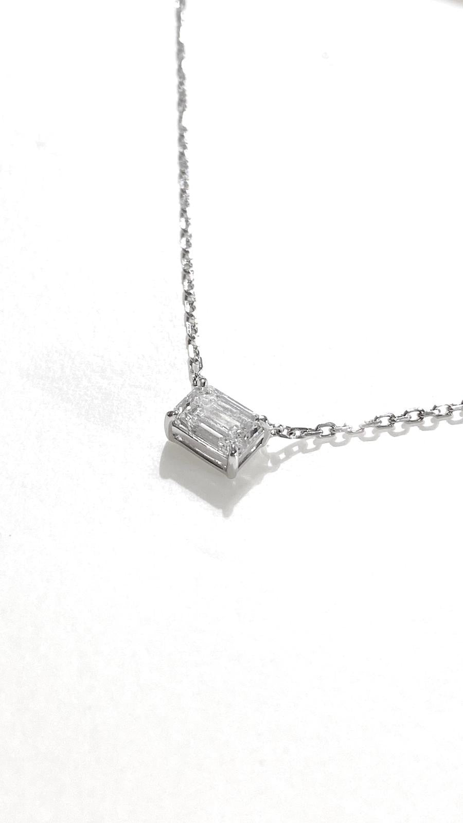 培育鑽石祖母綠型1ct 鉑金PT950項鏈 Lab grown diamond Pendant