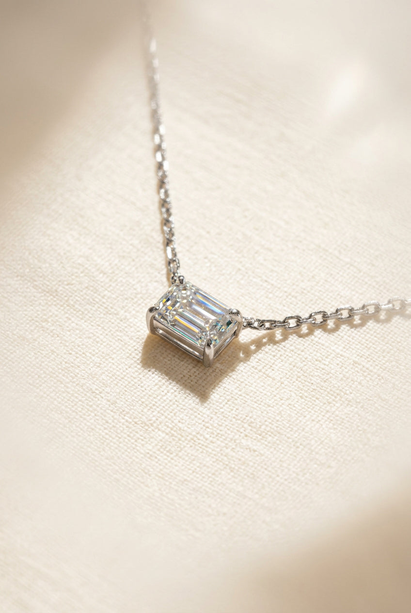 培育鑽石祖母綠型1ct 鉑金PT950項鏈 Lab grown diamond Pendant