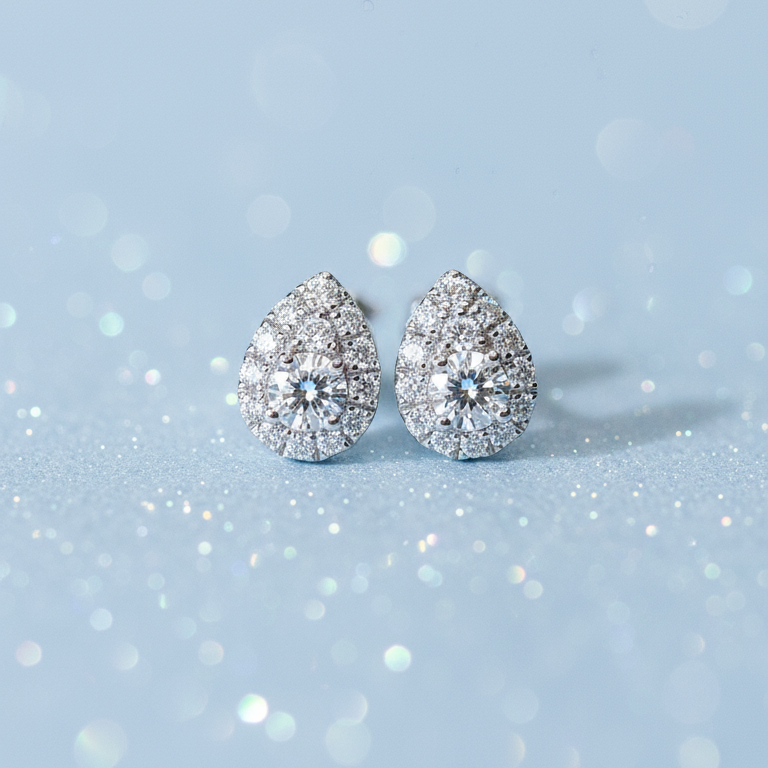 培育鑽石0.377ct電鍍白金耳環 Lab grown diamond earrings