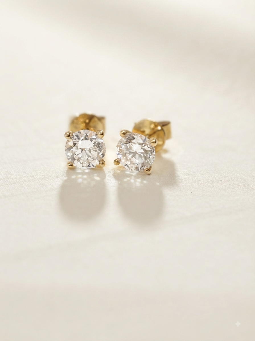 培育鑽石1.466ct /pair 10k 黃金耳環 Lab grown diamond earrings