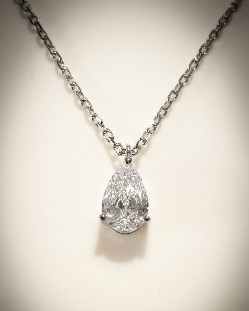 培育鑽石水滴型1ct 鉑金PT950項鏈 Lab grown diamond pear cut Pendant