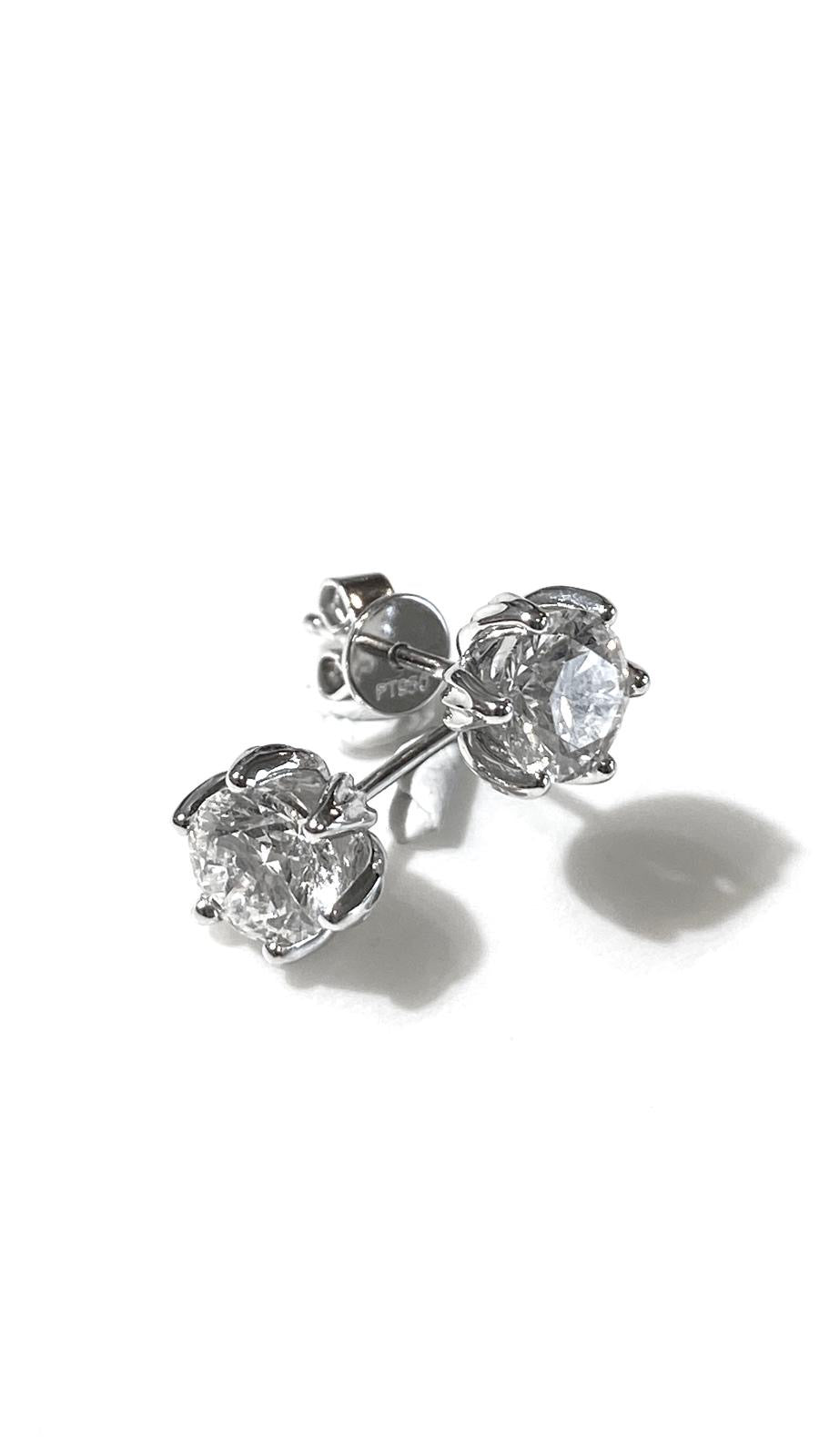 培育鑽石鉑金耳環 75份 一對共1.5卡 Lab grown diamond earrings
