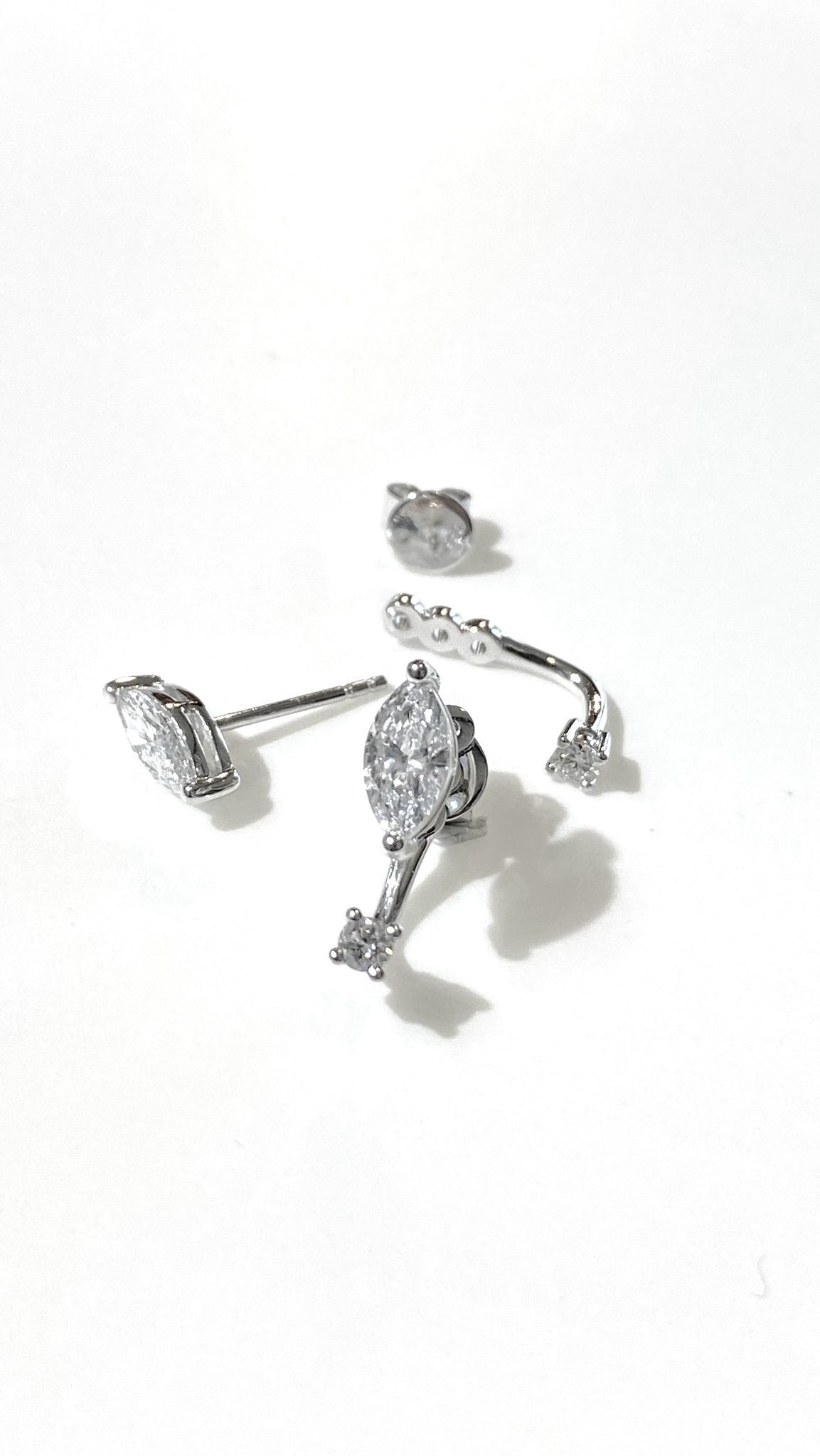 培育鑽石0.46ct馬眼形配0.066圓石鉑金耳環 lab grown diamond Marquise & Round Platinum earrings