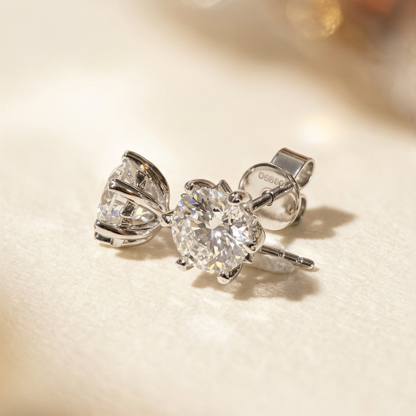 培育鑽石鉑金耳環 6爪 30份 一對共60份 Lab grown diamond earrings