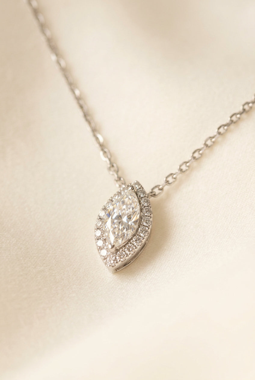培育鑽馬眼型0.5ct/0.146ct鉑金PT950項鏈 Lab grown diamond Pendant