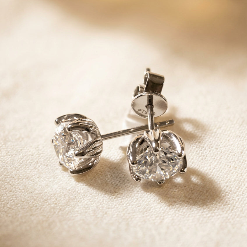 培育鑽石鉑金耳環 6爪 30份 一對共60份 Lab grown diamond earrings