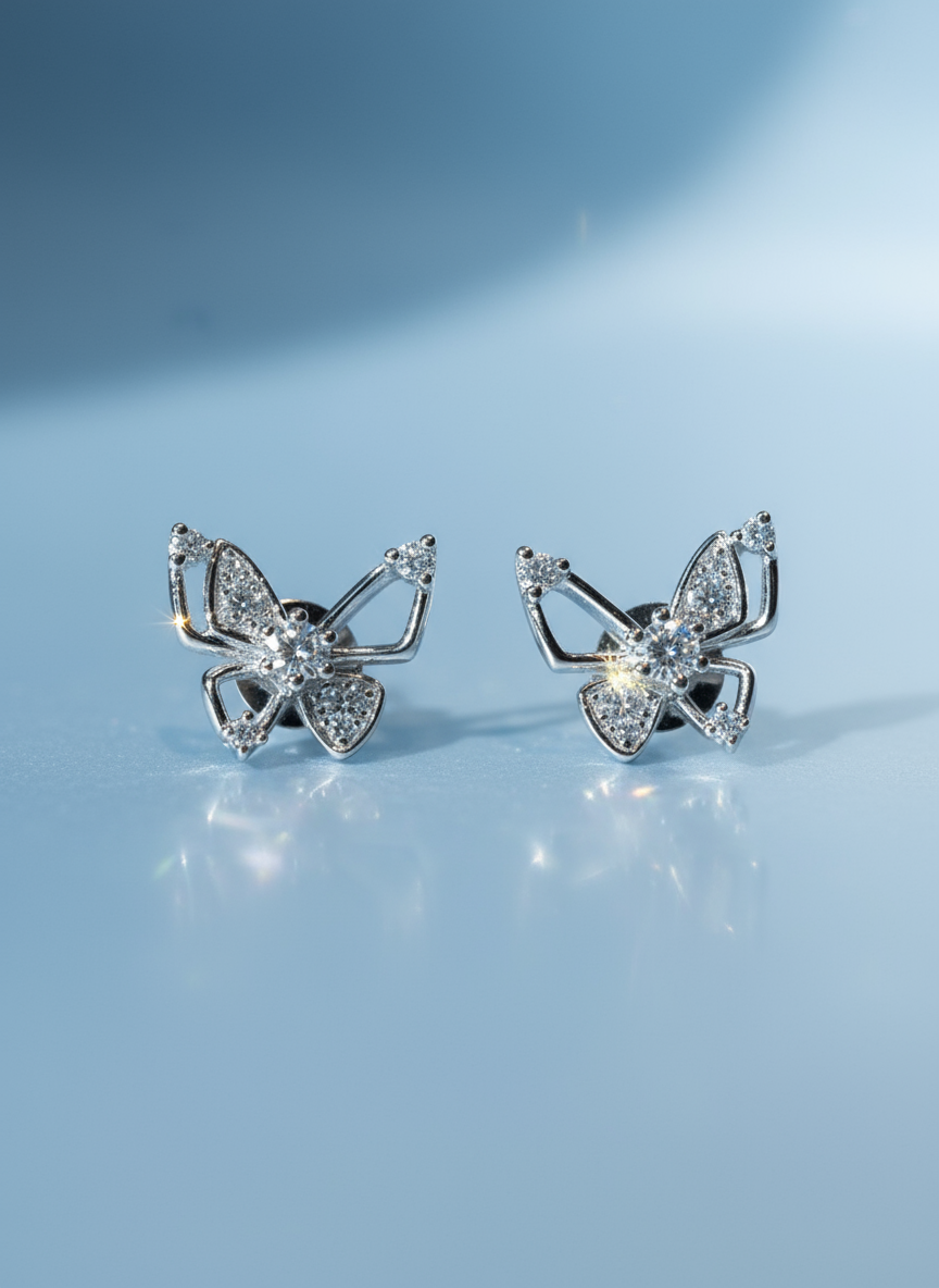 培育鑽石0.125ct電鍍白金耳環 Lab grown diamond earrings