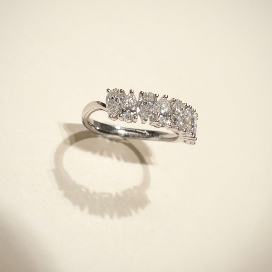 培育鑽石戒指 (水滴型8粒共1.537ct)Lab grown diamond 18k plated Ring