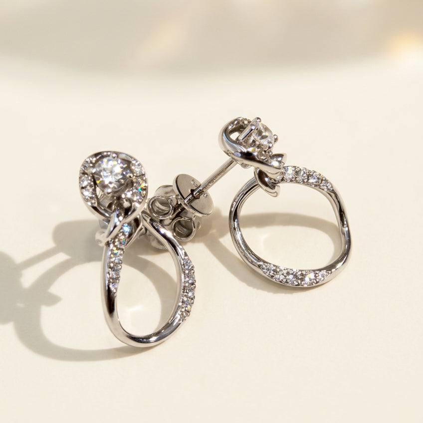 培育鑽石電鍍白金耳環 0.798ct/pair Lab grown diamond earrings