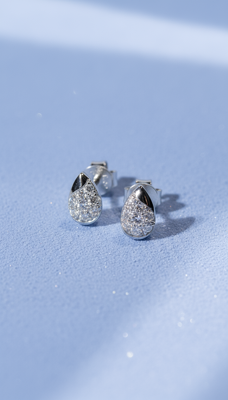 培育鑽石0.122ct電鍍白金耳環 Lab grown diamond earrings
