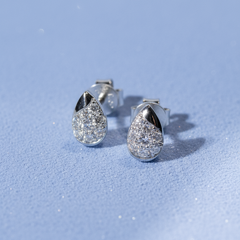 培育鑽石0.122ct電鍍白金耳環 Lab grown diamond earrings