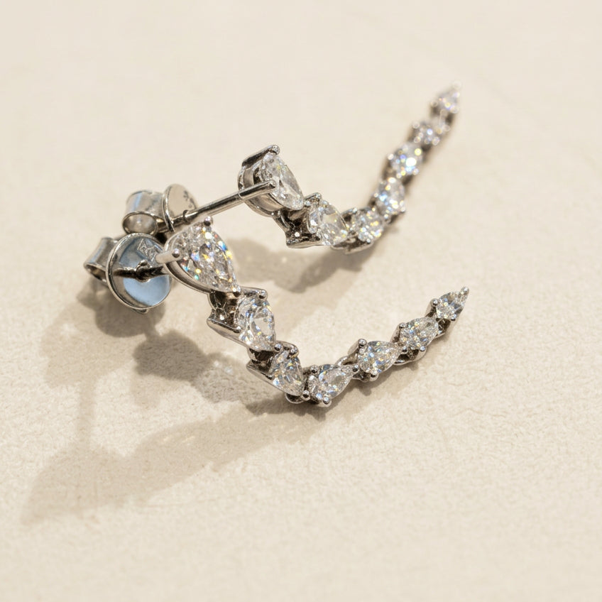 培育鑽石電鍍白金耳環 0.477ct+0.21ct/pair Lab grown diamond earrings