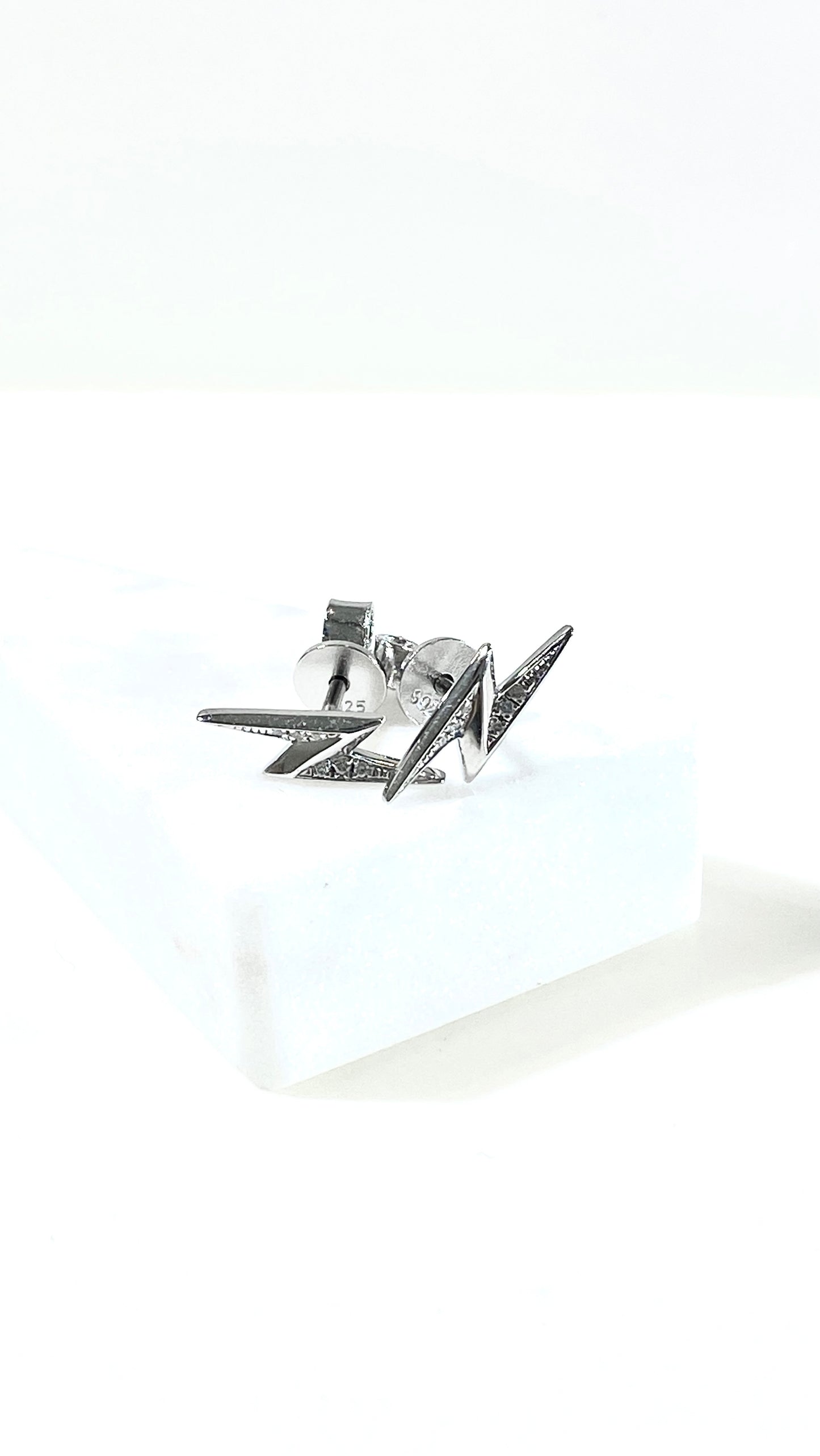 培育鑽石電鍍白耳環 0.015ct Lab grown diamond earrings