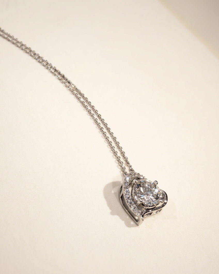 培育鑽石電鍍白金項鏈 2.05ct+0.148ct Lab grown diamond pendant