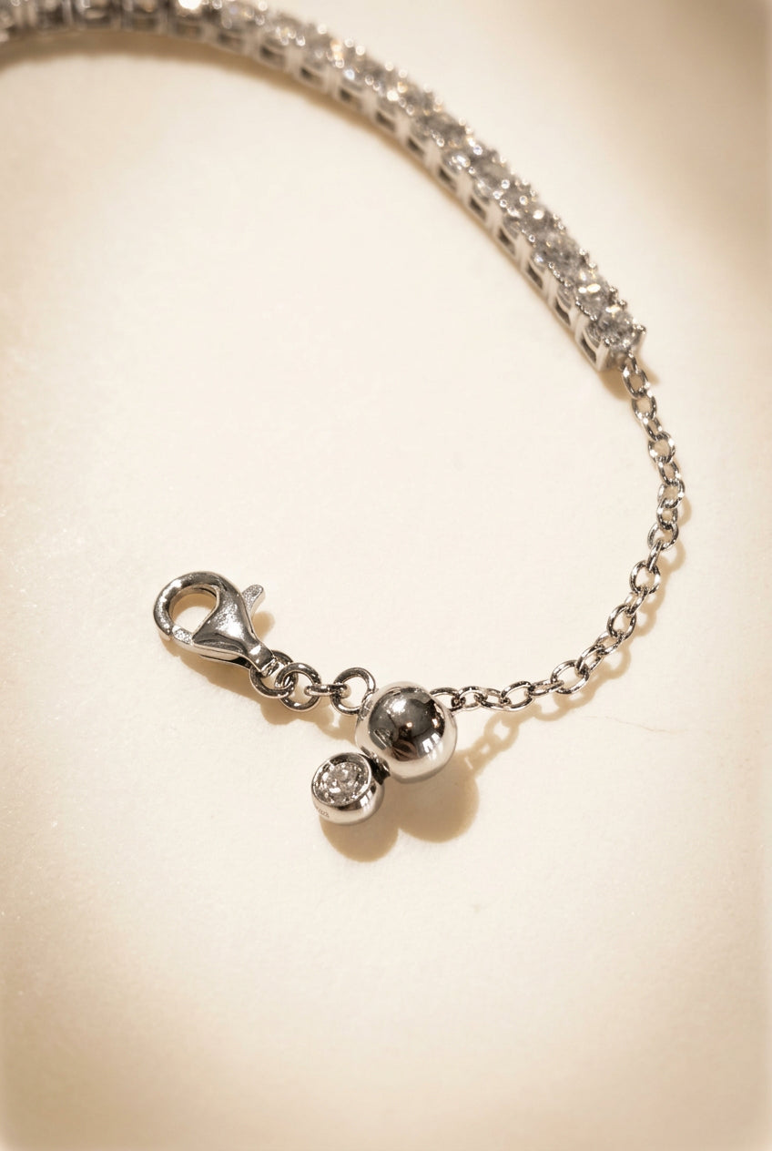培育鑽石0.05ct 1粒 / 2.4ct (2.42mm)電鍍白手鏈 lab grown diamond Tennis bracelet