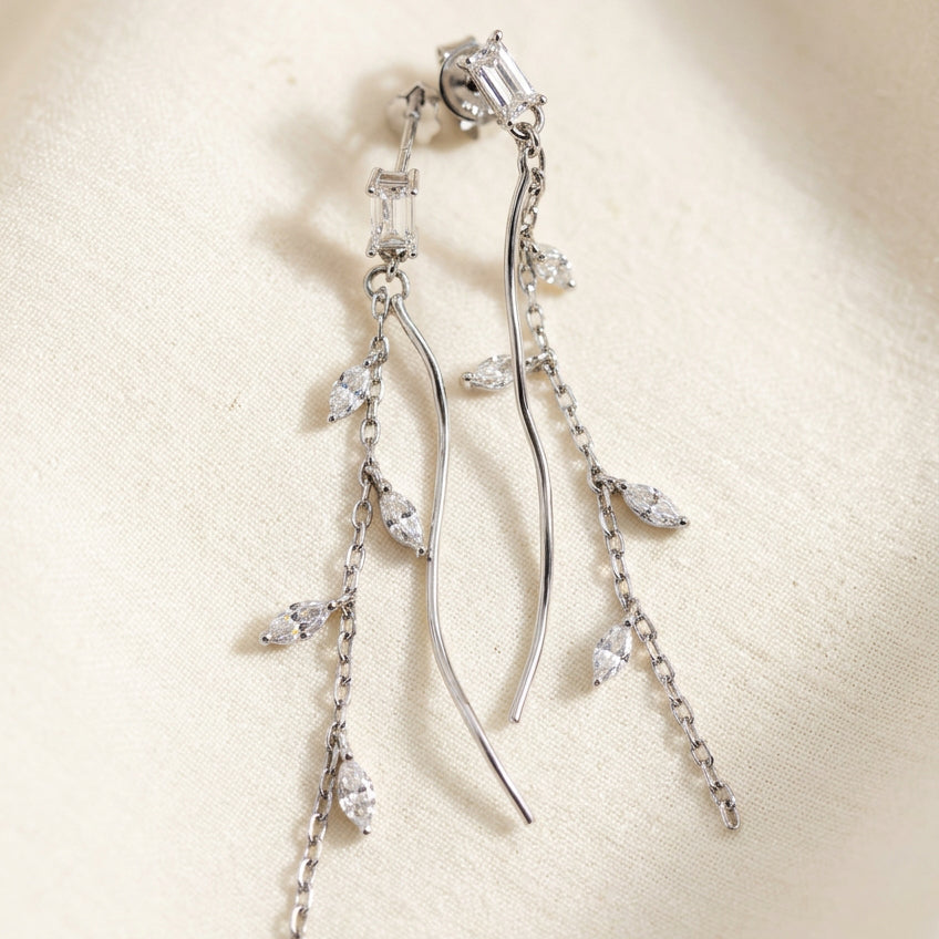培育鑽石電鍍白金耳環 0.192ct+0.248ct/each Lab grown diamond earrings
