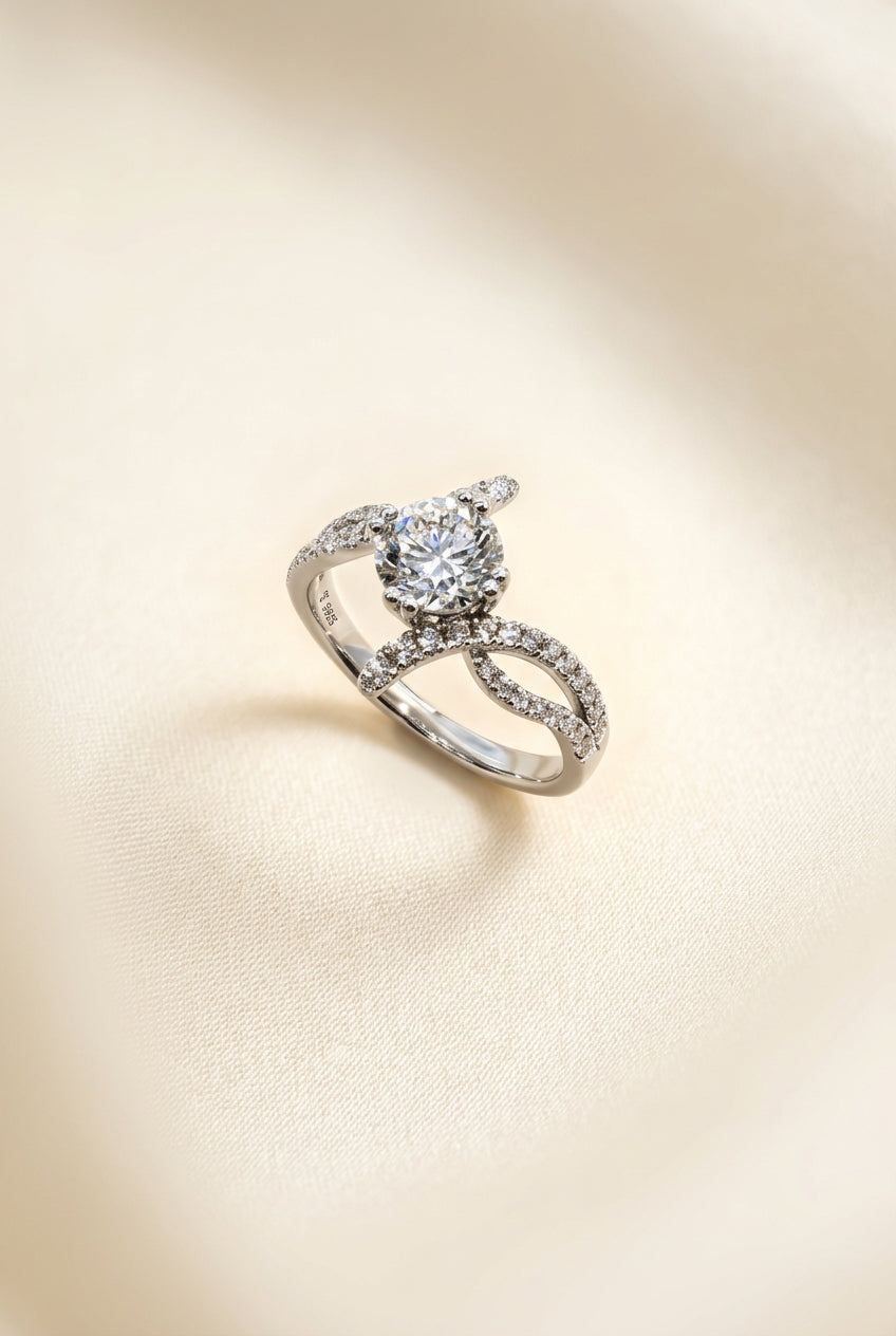 培育鑽石戒指 1.04ct /0.321ct 電鍍白金lab grown diamond Ring
