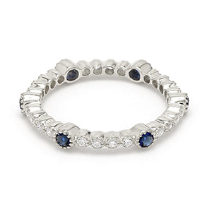 14K White Gold With Blue Stone Eternity Band SJR54048