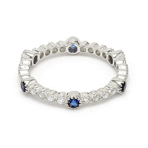 14K White Gold With Blue Stone Eternity Band SJR54048