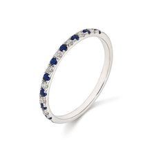將圖片載入圖庫檢視器 14K White Gold With Blue Stone Stackable Ring SJR54041
