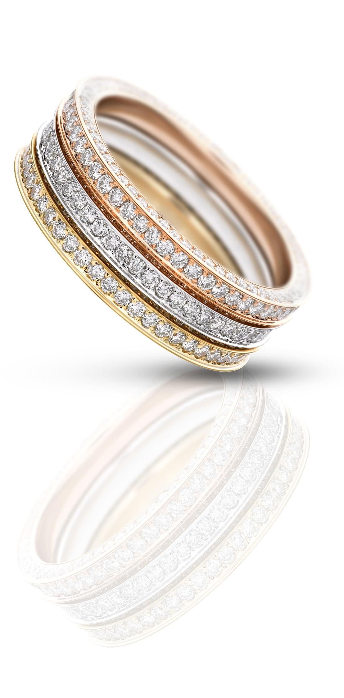 Couple ring 3 color with diamonds
