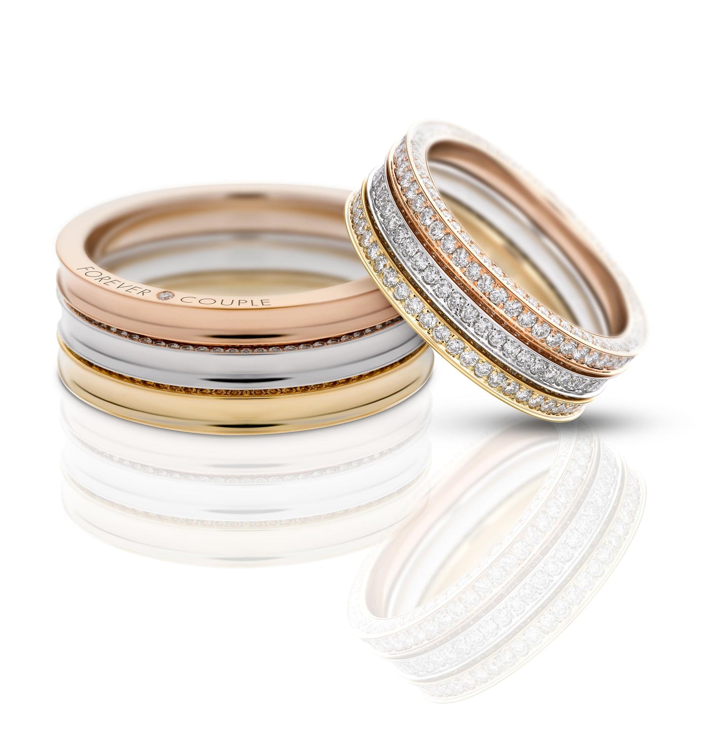 Couple ring 3 color with diamonds