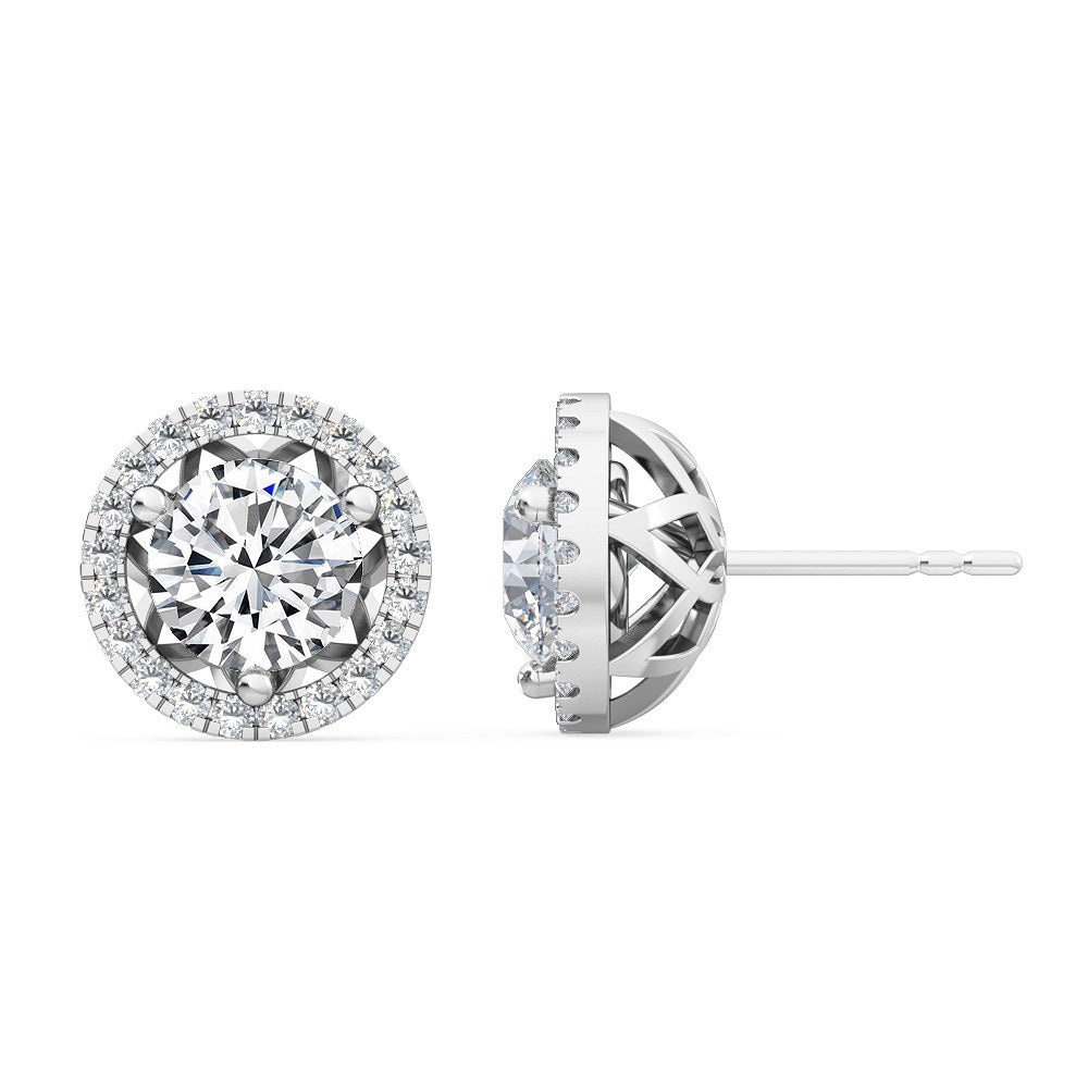 14K White Gold Halo Earrings 0.24 ctw SJE31895