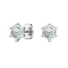 將圖片載入圖庫檢視器 14K WG Hexagon Cut Lab Grown Diamond Solitaire Earrings 1 ctw SJE31989A
